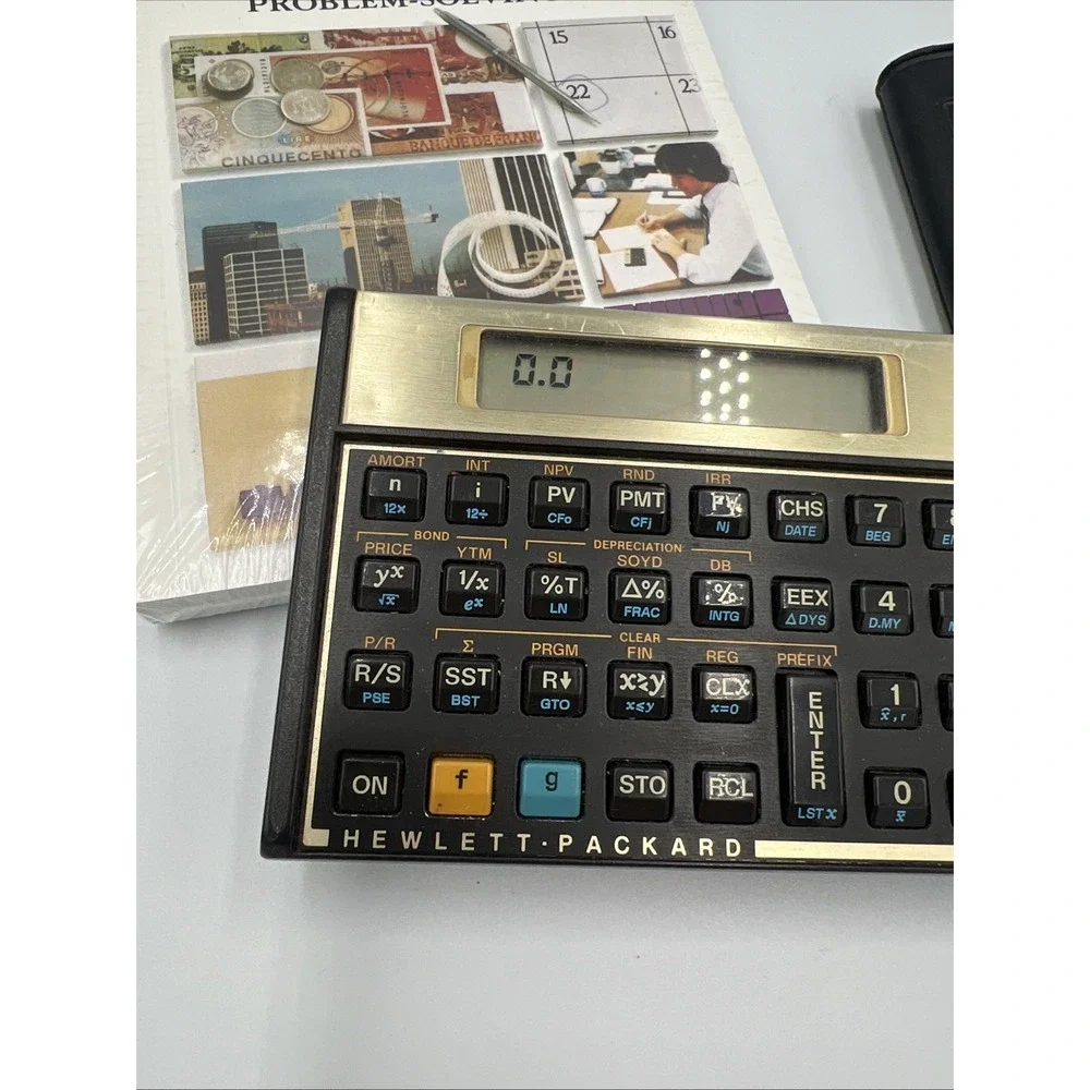 Vintage HP 12C Financial Calculator w Original Cover MADE IN USA Hewlett Packard